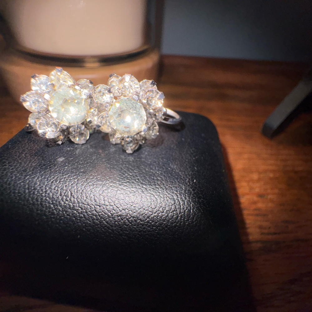 Dazzling Kramer of N.Y. Rhinestone screw back earrings.